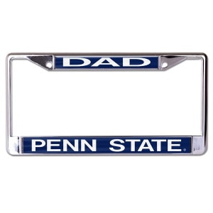 metal license plate frame with Dad on top, Penn State on bottom